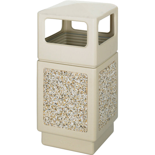Safco Plastic/Stone Aggregate Receptacle 38 Gallons 39 X 18 1/4 X 18 1/4 Tan