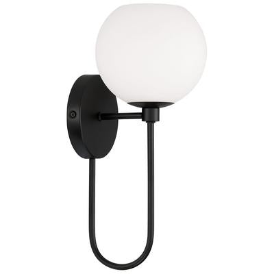 Capital Lighting 652111-548 Ansley 15" Tall Bathroom Sconce with Soft White Glass Shade Matte Black