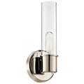 Kichler Aviv 1-Light Wall Sconce, Modern Light with Clear Glass in Polished Nickel, for Bedroom, Laundry Room, Kitchen or Hallway (13" x 5.5"), 52653PN