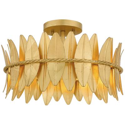 Quoizel Liza 3-Light Gold Leaf Semi-Flush Mount Light