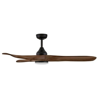 Hinkley Swell Illuminated 56" LED Smart Ceiling Fan with Remote, Modern, Walnut Wood Blades, Indoor Outdoor Damp Rated, Wi-Fi Compatible, 6-Speed DC Motor, HIRO Control Included, Matte Black Finish