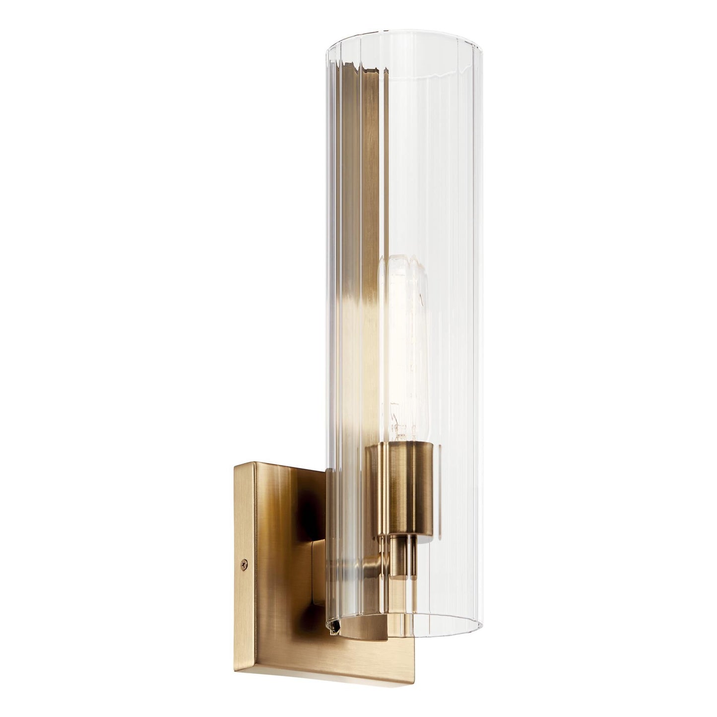 Kichler Jemsa 1 Light Wall Sconce Modern Light with Clear Fluted Glass in Champagne Bronze - *Lighting & Electrical