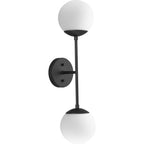Progress Lighting Haas 2-Light Wall Sconce, Matte Black, Opal Glass