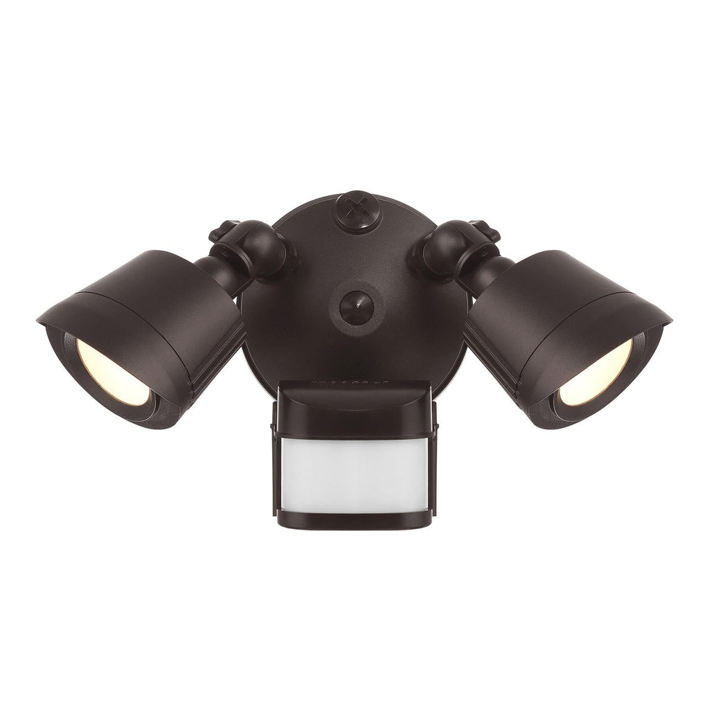 Savoy Lighting Assets 4-FLOOD-MS-A2-3000K-BZ Outdoor Flood Light with Motion Sensor Covers 270°, Integrated LED 2-Light 44 Total Watts, 7" H x 8" W, Bronze