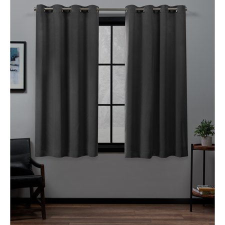 EXCLUSIVE HOME Academy Total Blackout Grommet Top Curtain Panel Pair, 52"x63", Charcoal