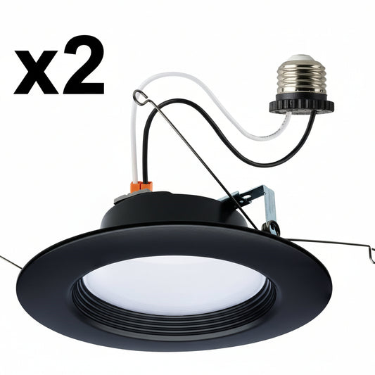 2 x Satco Lighting S11835R1 Nuvo 6" Recessed Trim with Baffle Trims - IC Rated Black Recessed