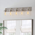 KAWOTI 36 in. 5-Light Brushed Nickel Vanity Light with Clear Glass Shade 21290