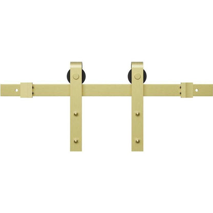 Scratch Miseno MBDH0005X120 120" Bent Strap Barn Door Hardware Kit Champagne Brass Sliding Door