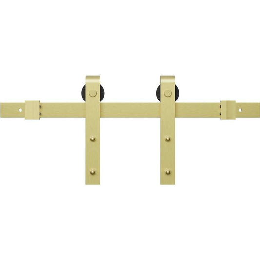 Scratch Miseno MBDH0005X120 120" Bent Strap Barn Door Hardware Kit Champagne Brass Sliding Door