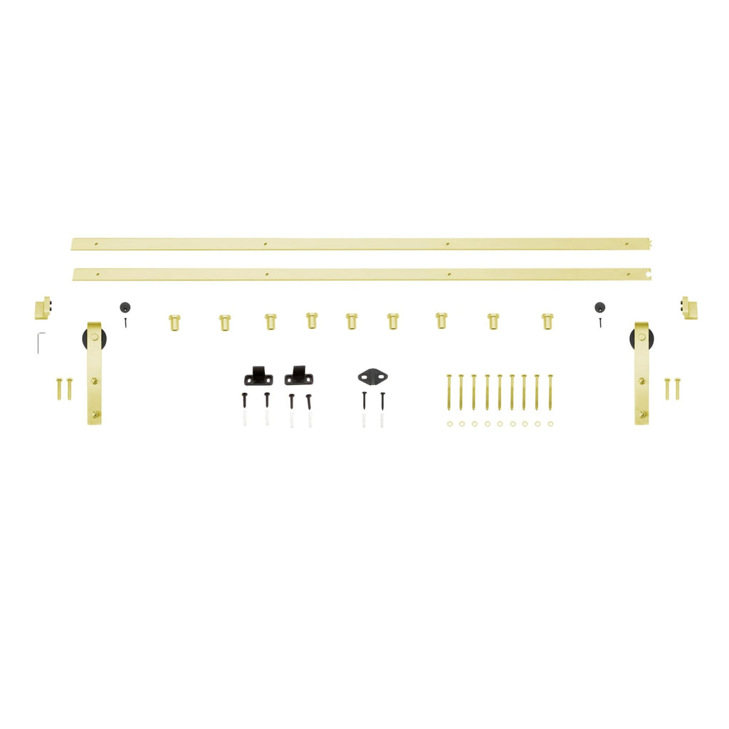 Scratch Miseno MBDH0005X120 120’’ Bent Strap Barn Door Hardware Kit Champagne Brass Sliding Door - *Tools Hardware &