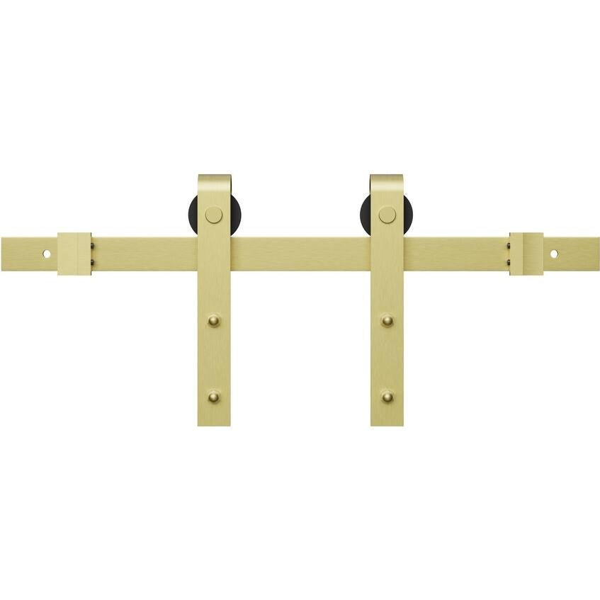 Signature Hardware 950668 Hal 78 Inch Barn Door Track and Hardware Set - Includes Track Rollers and Matching Hardware Champagne Brass Sliding