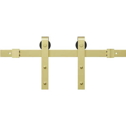 Signature Hardware 950668 Hal 78 Inch Barn Door Track and Hardware Set - Includes Track Rollers and Matching Hardware Champagne Brass Sliding