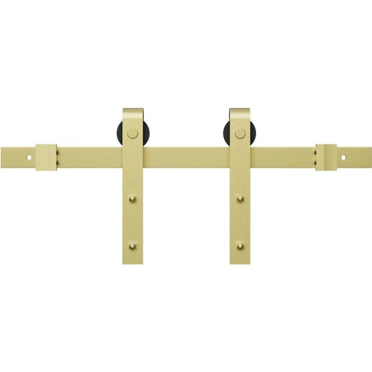 Signature Hardware 950668 Hal 78 Inch Barn Door Track and Hardware Set - Includes Track Rollers and Matching Hardware Champagne Brass Sliding