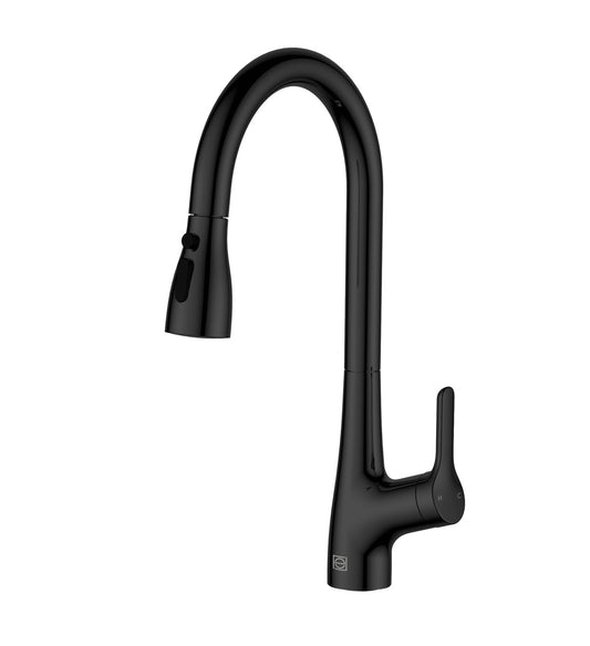 Elegant Lighting FAK-305 Andrea 1.8 GPM Single Hole Pull Down Kitchen Faucet Matte Black Faucet Kitchen Single Handle