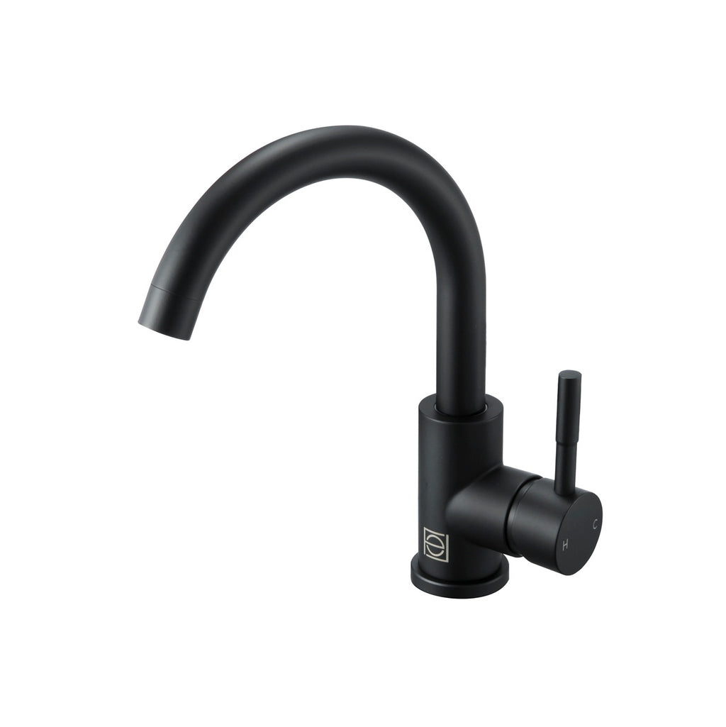 Elegant Lighting Louis Single Hole Single Handle Bathroom Faucet in Matte Black