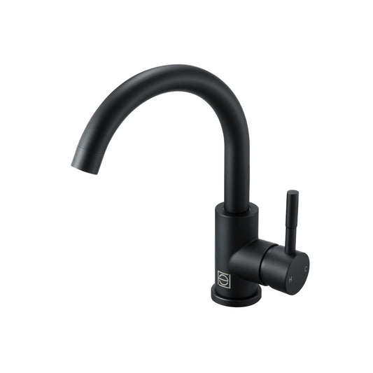 Elegant Lighting Louis Single Hole Single Handle Bathroom Faucet in Matte Black