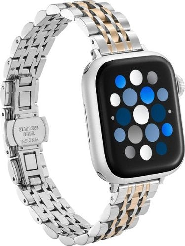 Insignia - Stainless Steel Link Band for Apple Watch 38mm, 40mm, 41mm, SE (1-3), and 42mm - Silver & Rose Gold