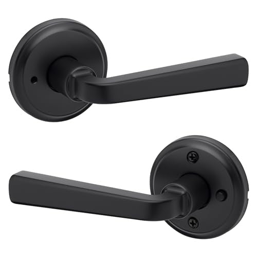 Kwikset 730TDL Trafford Privacy Door Lever Set with Round Rose Matte Black
