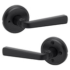 Kwikset 730TDL Trafford Privacy Door Lever Set with Round Rose Matte Black
