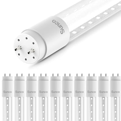 Sunco Lighting 10 Pack 4ft. T8 Indoor Industrial Commercial Warehouse Garage Home Replacement Improvement Strip