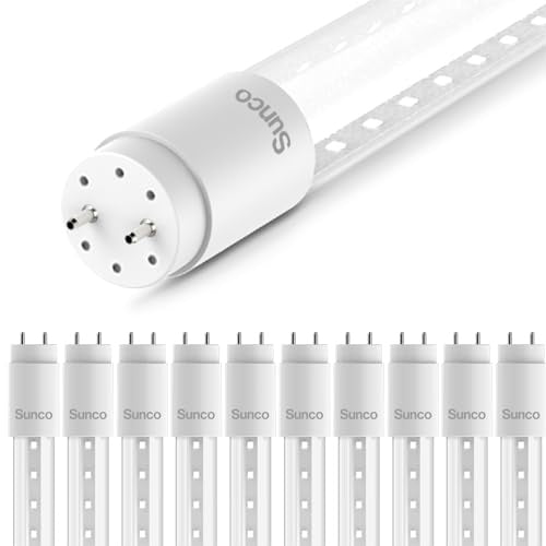 Sunco Lighting 10 Pack 4ft. T8 Indoor Industrial Commercial Warehouse Garage Home Replacement Improvement Strip