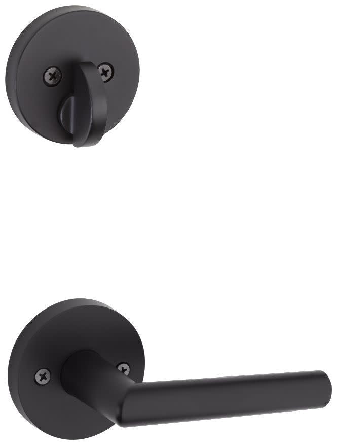 Kwikset 971MILRDTV1 Milan Lever Single Cylinder Interior Pack with Round Rose for Handlesets Matte Black Door Hardware