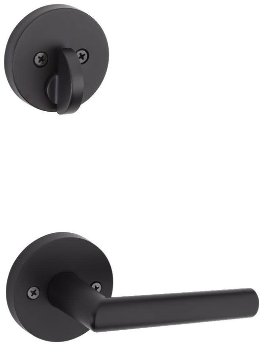 Kwikset 971MILRDTV1 Milan Lever Single Cylinder Interior Pack with Round Rose for Handlesets Matte Black Door Hardware Handlesets Keyed Entry