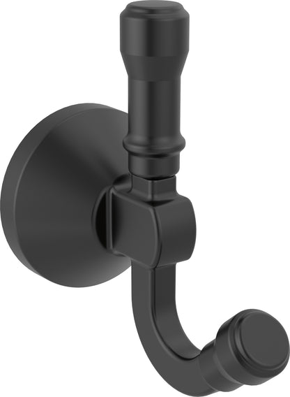 Delta 78435 Broderick Double Hook Robe Hook Matte Black Bathroom Hardware