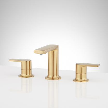 Signature Hardware 953647 Berwyn 1.2 GPM Widespread Bathroom Faucet with Pop-up Drain Assembly Brushed Gold