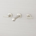 Signature Hardware 953983 Sefina 1.2 GPM Wall Mounted Widespread Bathroom Faucet with Pop-up Drain Assembly Brushed Nickel
