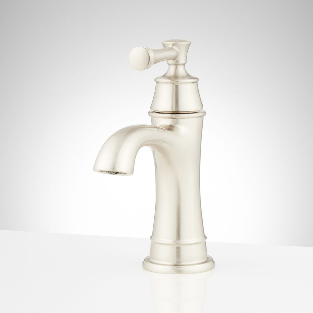 Signature Hardware 948570 Beasley 1.2 GPM Single Hole Bathroom Faucet with Pop-up Drain Assembly Brushed Nicke