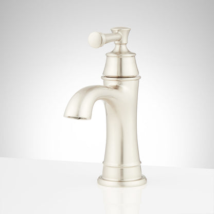 Signature Hardware 948570 Beasley 1.2 GPM Single Hole Bathroom Faucet with Pop-up Drain Assembly Brushed Nicke