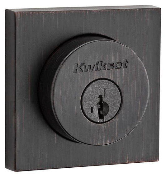 Halifax Square Rose Single Cylinder Deadbolt SmartKey with 6AL Latch