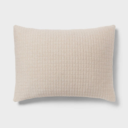 Standard Jersey Quilt Sham Oatmeal - Threshold™: Cotton Knitted Check Jacquard Design Machine Washable - *Bedding