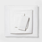 Twin/Twin XL Easy Care Cotton Blend Sateen Sheet Set White - Room Essentials™: 225 Thread Count OEKO-TEX Certified