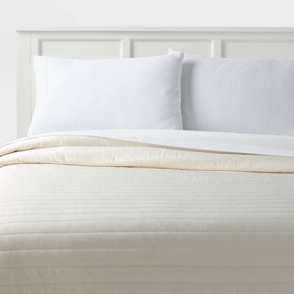 Twin/Twin Extra Long Satin Quilt Ivory - Room Essentials™: Midweight Sateen Coverlet, Machine Washable, OEKO-TEX Certified