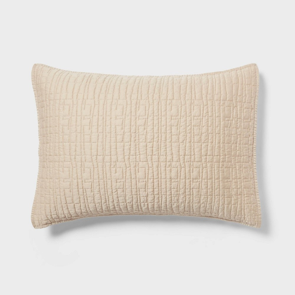 King TENCEL® Quilt Sham Khaki - Threshold™: OEKO-TEX Certified, Cooling, Woven Lyocell, Machine Washable