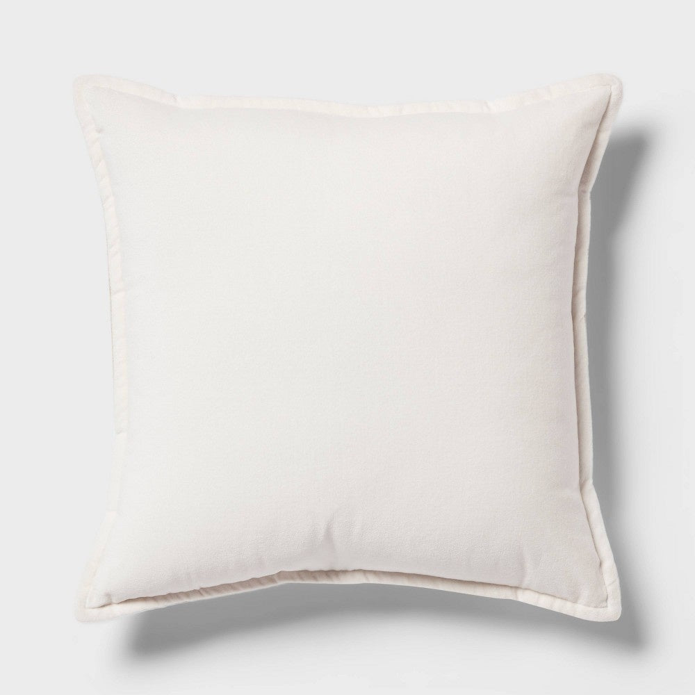 Velvet Reverse Oblong Dec Pillow Ivory - Threshold™: Indoor Cotton Fabric Polyester Fill Sewn Seam Closure - *Home