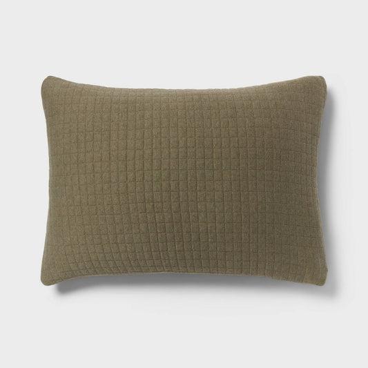 Standard Jersey Quilt Sham Dark Olive Green - Threshold™: Cotton Knitted, Machine Washable, No Flange