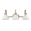 Globe Ivy 24 in. 3-Light Matte Brass Vanity Light with Matte White Metal Shades Vanity Light