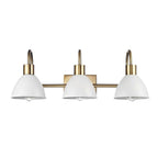 Globe Ivy 24 in. 3-Light Matte Brass Vanity Light with Matte White Metal Shades Vanity Light