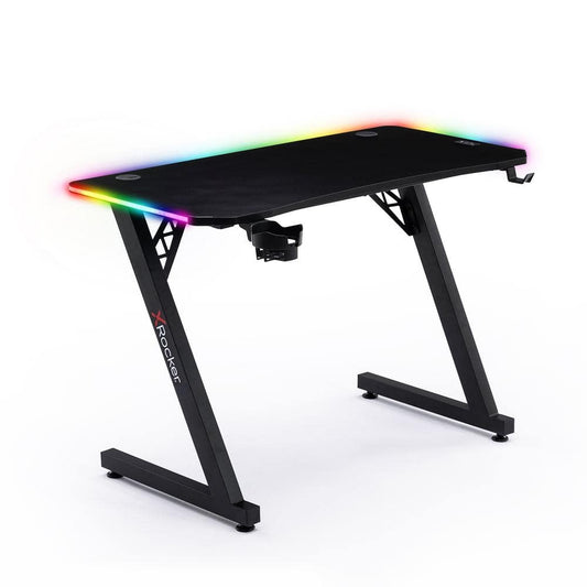 Cobra 21.65 in. Rectangular Black Carbon-Fiber Veneer 0-Drawer Desk with RGB Lighting