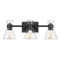 Bailey 23.5 in. 3-Light Matte Black Vanity Light with Clear Glass Shades for Bathroom or Bedroom