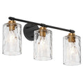 Modern 3-Light Clear Water Ripple Glass Shades Vanity Light Fixture for Bathroom