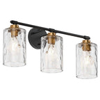 Modern 3-Light Clear Water Ripple Glass Shades Vanity Light Fixture for Bathroom