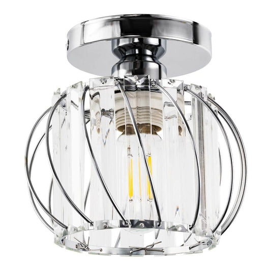 Yansun 7 in. 1-Light Brushed Nickel Modern Semi Flush Mount Ceiling Light for Foyer, Entryway, Kitchen, Bedroom, Dining Room