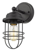 Golden Lighting 9808-1W BLK Seaport Sconce-Damp, 1 Light, Matte Black-