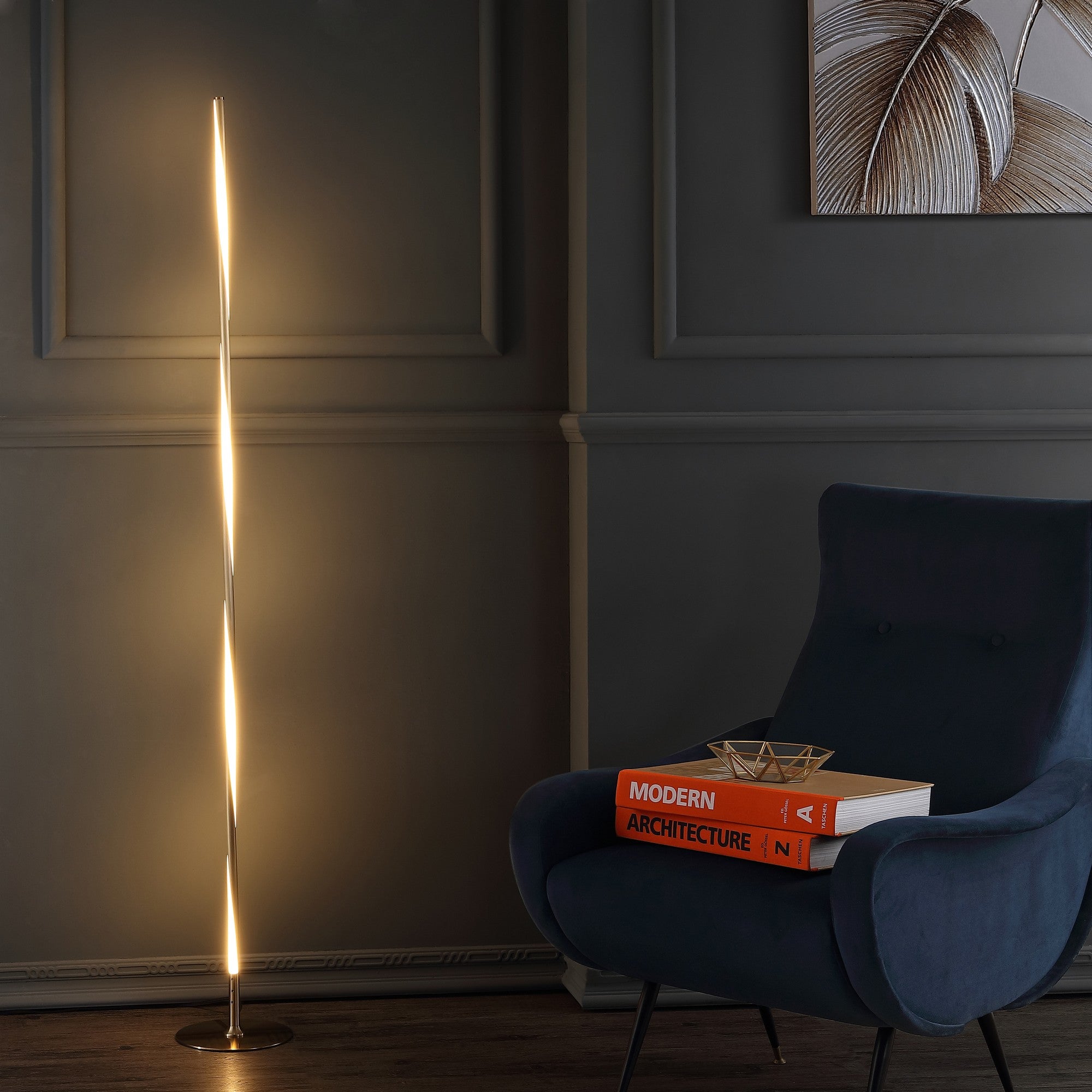 JONATHAN Y Pilar 63.75 LED Integrated Floor Lamp Gold JYL7006B