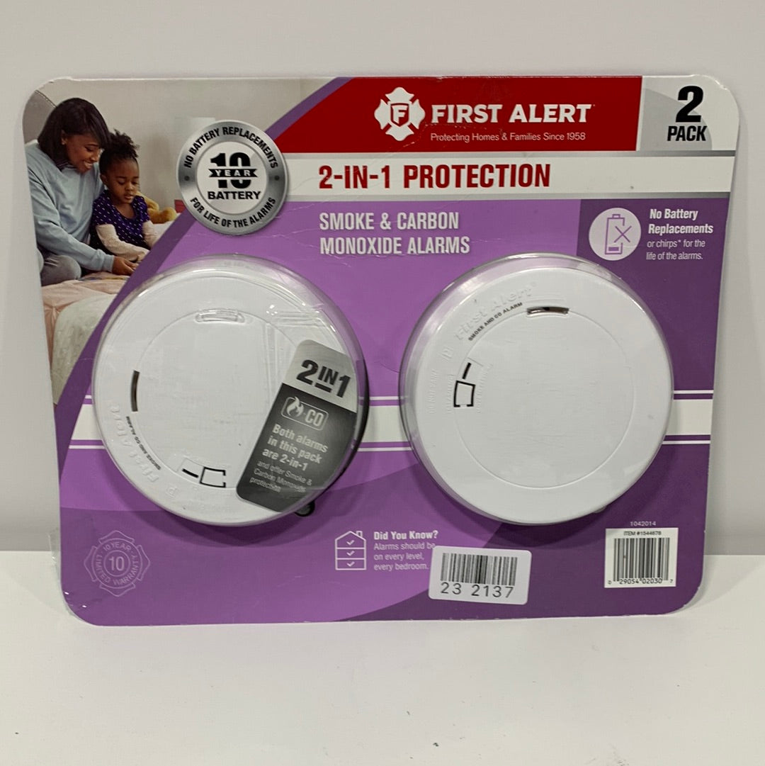 First Alert 2-in-1 Protection Smoke & Carbon Monoxide Alarms (Pack of 2)