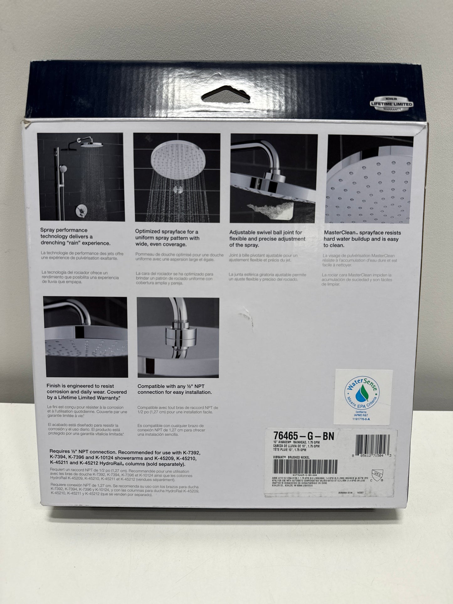 KOHLER 76465-G-BN Awaken® 10" Rain Shower Head, Single-Function